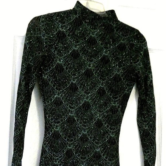 Sparkling Bodycon Dress Black Green Spiderweb Sexy Sally UK Size 8 USA 4 - Picture 10 of 10